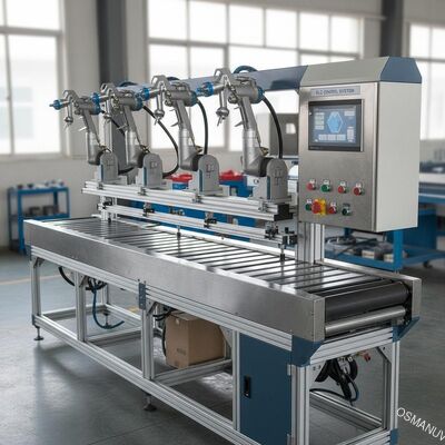 Máy phun sơn tự động hoàn toàn với chiều rộng tùy chỉnh, súng phun Iwata Nhật Bản & điều khiển PLC cho ứng dụng công nghiệp