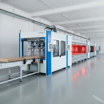 Đường phủ phun tự động tốc độ cao cho các tấm đồ nội thất    5-20 m / min Sản xuất với cấu hình súng tùy chỉnh cho MDF & sợi đáy