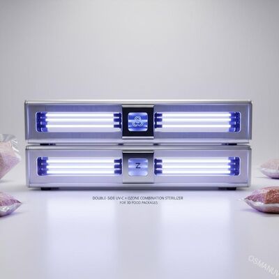 Thiết bị khử trùng kết hợp UV-C + Ozone hai mặt cho bao bì thực phẩm 3D
