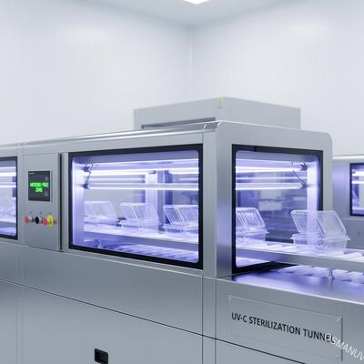 Đường hầm UV-C trực tuyến để khử trùng tốc độ cao bao bì thực phẩm trong suốt