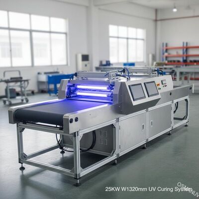 25KW W1320mm Hai đèn Uv Hệ thống băng tải máy đóng rắn nhẹ