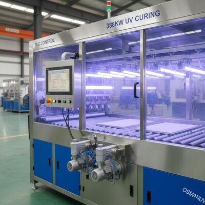 Ván MDF 388kw Uv Máy sơn phun đóng rắn nhẹ Điều khiển PLC Bảng canxi silicat