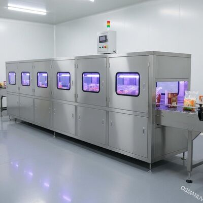 Đường hầm khử trùng tia cực tím công nghiệp cho bao bì thực phẩm và hàng hóa hàng loạt - Hệ thống vận chuyển trực tuyến