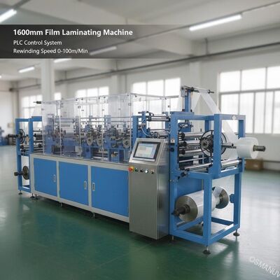 Máy làm mỏng phim 1600mm với hệ thống điều khiển PLC Tốc độ quay lại 0-100m/min