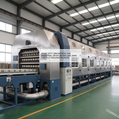 Dây chuyền sấy công nghiệp khí đốt tự nhiên 28m công suất lớn 24kw dùng cho đóng gói khuôn bột giấy