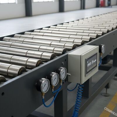 Các con lăn vận chuyển công nghiệp hạng nặng với tốc độ 0-20m/min và áp suất không khí 0,4-0,6Mpa