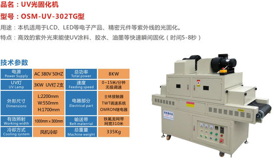Máy sấy Uv Led ISO9001 với băng tải thép không gỉ SUS304
