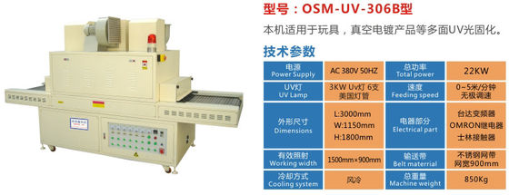 Máy đóng rắn đa diện 22KW In màn hình Cổng nạp chiều cao 10mm