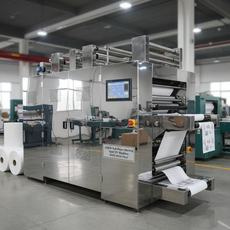 200KW Roll Paper Varnish Spot UV Printing Machine 304ss tấm gương
