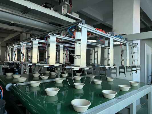 12-Station Spin Coating Line for Bagasse Tableware with Integrated Coating and Drying Production System