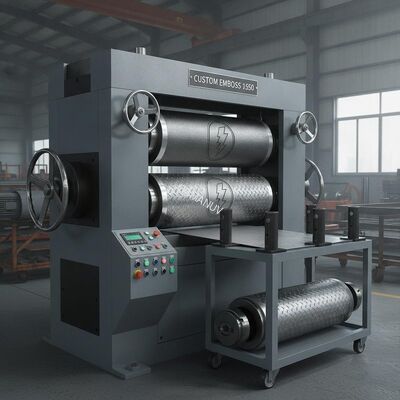 Heavy-Duty Steel Sheet Embossing Machine for Metal Patterns – Customizable Roller Design (Leather Grain/Diamond/Logo) up to 1250mm Width